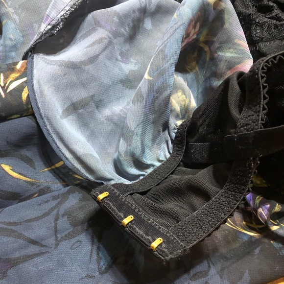 Cacique Ladies Plus Nighty Sheer Dark Floral Chemise With Black Lace Bra 42 DDD - Picture 7 of 10